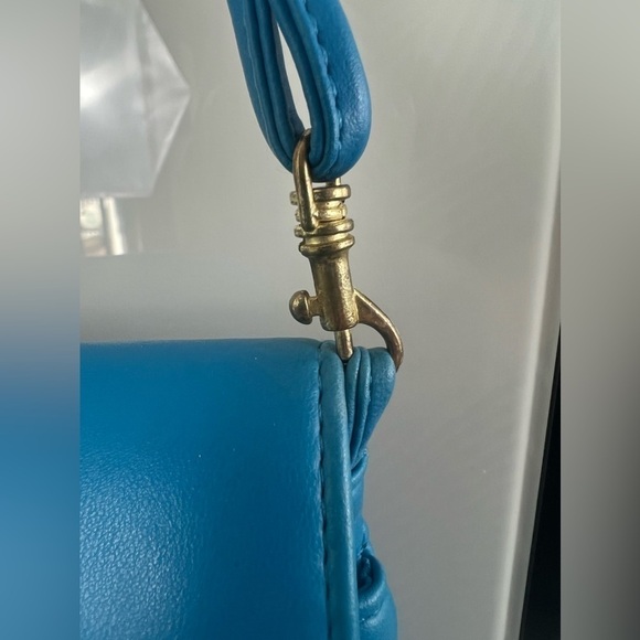 NWT Bag Bazaar Vintage 90’s Turquoise Vegan Leather Clutch Shoulder Bag Purse - Picture 8 of 17